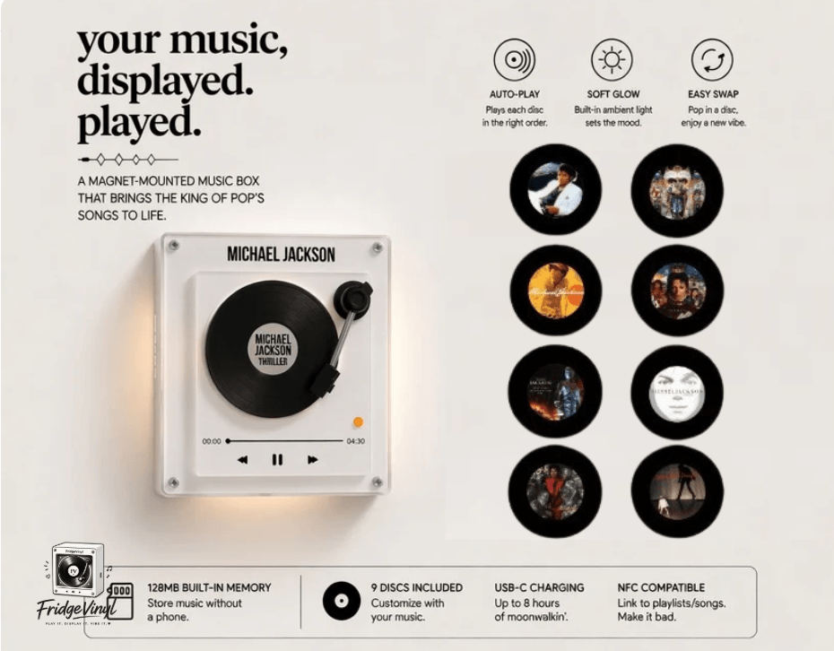 MJ Vinyl Magnet – Top 9 Hits