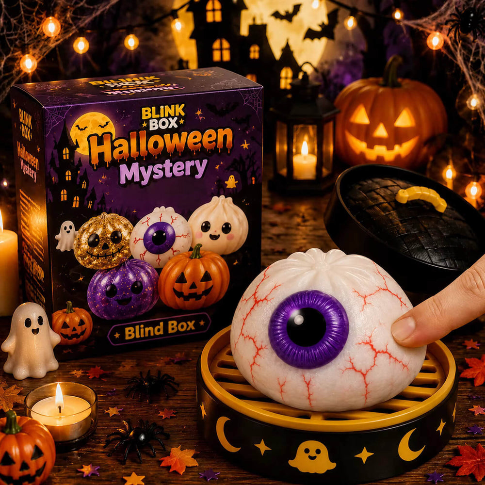 Halloween Mystery Squishy Set – 5-Piece Glitter Pumpkin & Spooky Squishy Toys