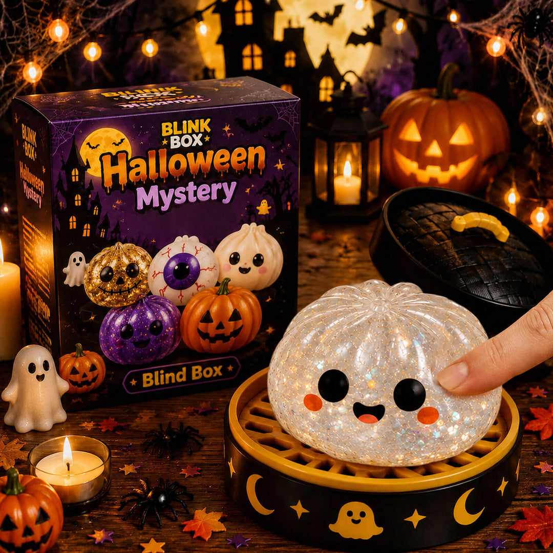 Halloween Mystery Squishy Set – 5-Piece Glitter Pumpkin & Spooky Squishy Toys