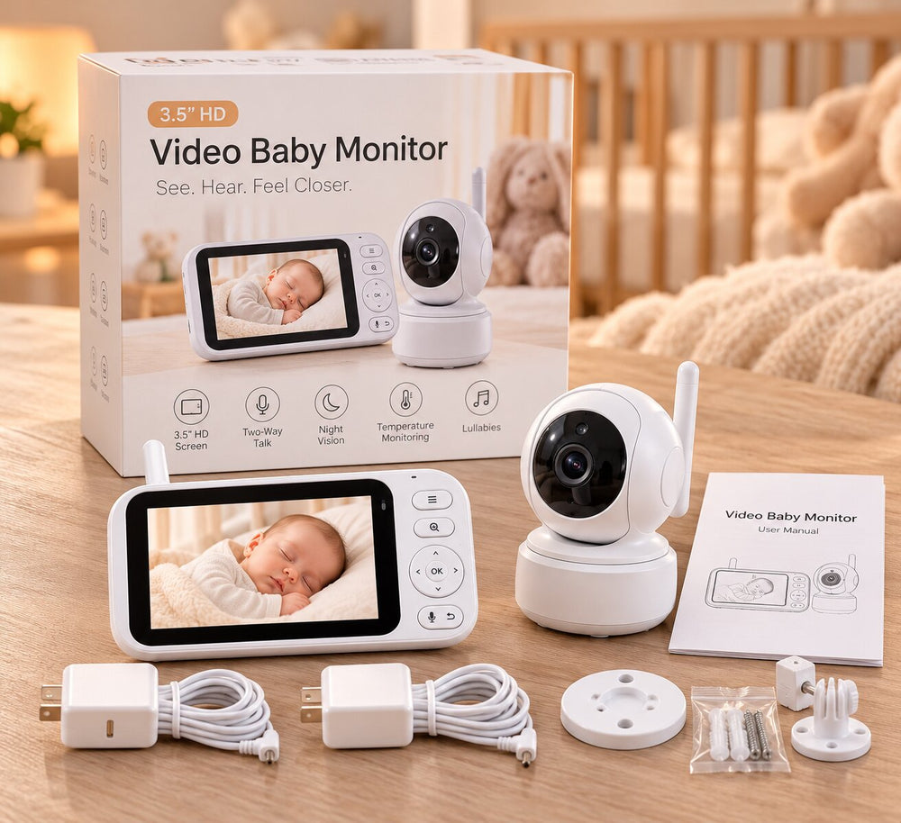 Premium Video Baby Monitor with Camera – 3.5” HD Screen, Night Vision & Two-Way Audio
