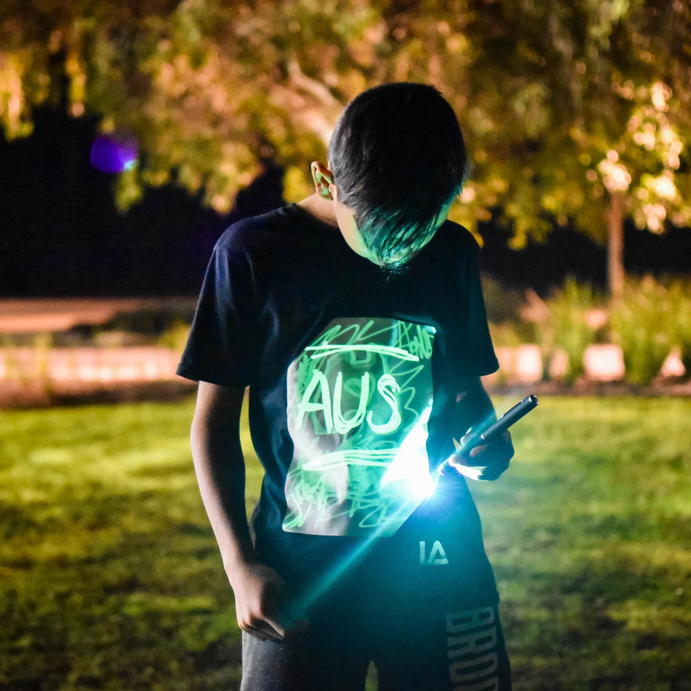 Interactive Glow-in-the-Dark Kids T-Shirt – Draw With Light!