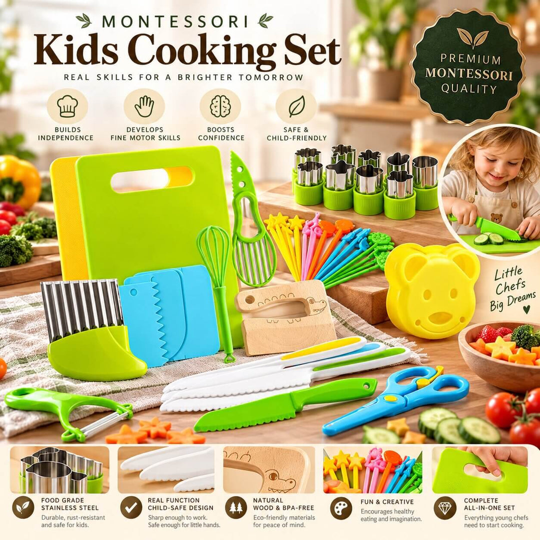 Montessori Kids Cooking Set — Premium 46-Pieces Little Chef Kitchen Kit