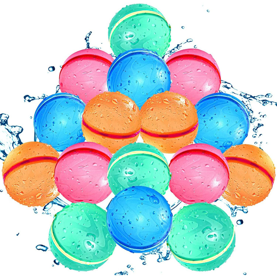 Reusable Water Balloons, 12 Pcs Happiwiz Refillable Silicone Water Splash Ball, Quick Fill Self-Sealing Water Balloons for Kids Adults Summer Fun