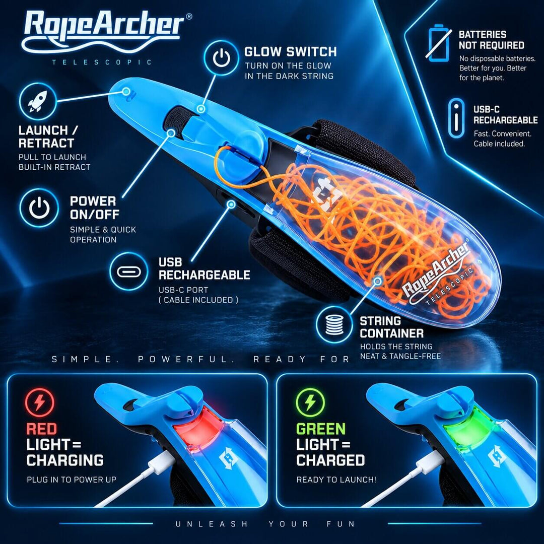 RopeArcher™ Pro Telescopic Web Launcher – Glow-in-the-Dark Zipstring