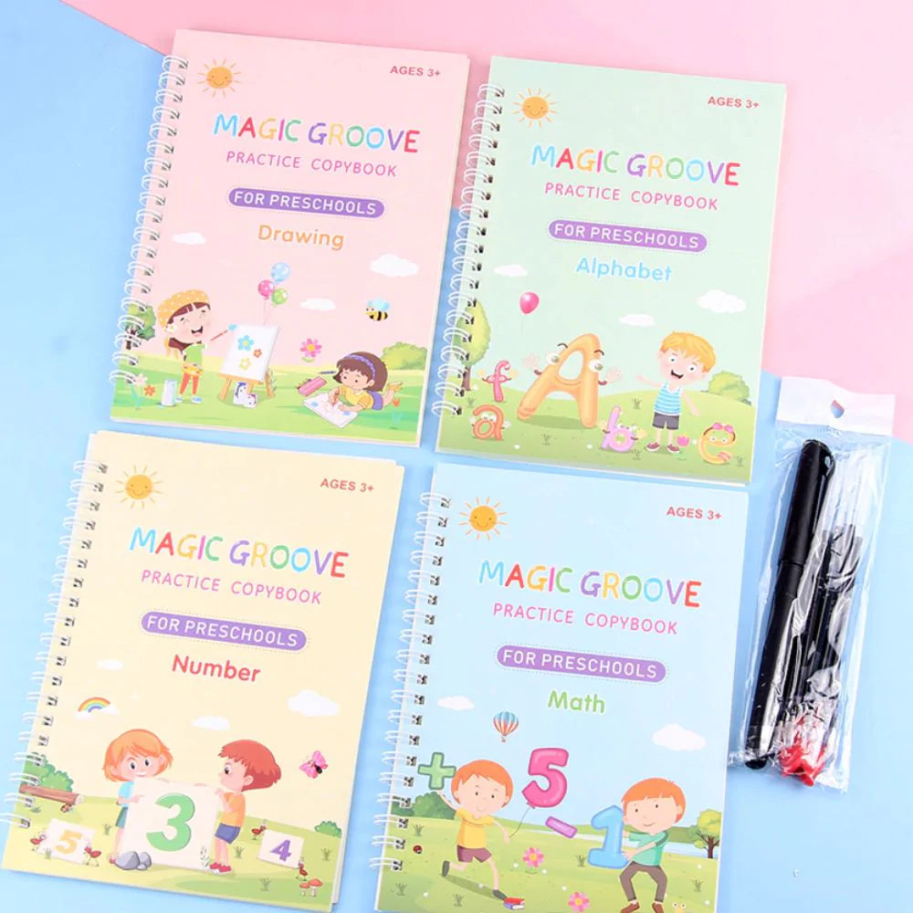 Montessori Writing Practice Book for Kids Learn Letters Numbers Calligraphy  with Groove Magic Exercises Ideal Handwriting Skills - AliExpress